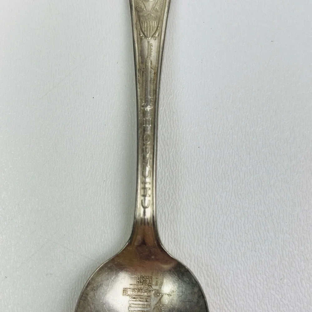 Vtg 1933 A Century of Progress Hall Of Science Silver Plated Souvenir Spoon